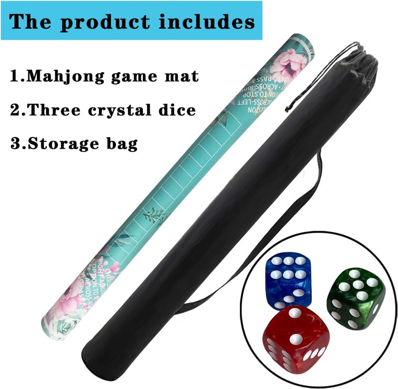 Pittera Mahjong mat for Table with Drawstring Bag/31.5Inch/American Mahjong Table Cloth with Rules mats， Noise Reduction Anti-Slip Game mat for Table，for Poker/Board Games/Card/Dominoes (Light Green) - Image 4